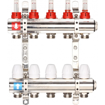 Коллектор регулируемый с расходомерами GAPPO G423.5 5-вых. x1"x3/4"