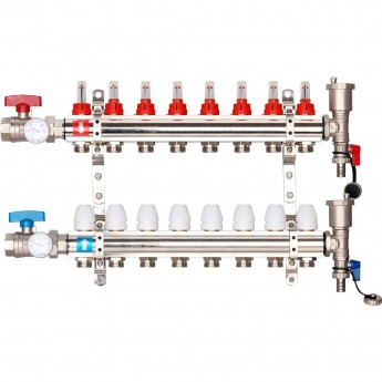 Коллектор регулируемый с расходомерами GAPPO G421.8 8-вых. x1"x3/4"