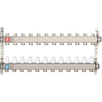 Коллектор регулируемый с запорными клапанами GAPPO G428.12 12-вых.x1"x3/4" Коллектор регулируемый с запорными клапанами GAPPO G428.12 12-вых.x1"x3/4"