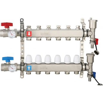 Коллектор регулируемый с запорными клапанами GAPPO G426.6 6-вых.x1"x3/4"