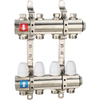 Коллектор регулируемый с запорными клапанами GAPPO G427.7 7-вых.x1"x3/4"