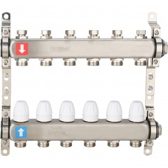Коллектор регулируемый с запорными клапанами GAPPO G428.6 6-вых.x1"x3/4"